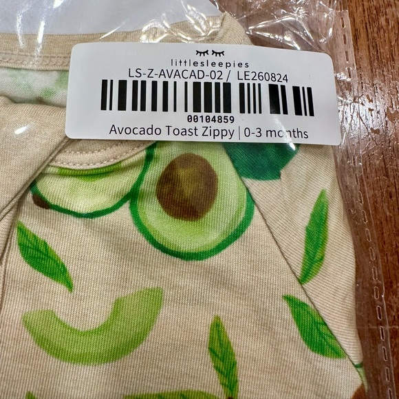 NWT Little Sleepies Avocado Toast Zippy, 0-3 Months - Picture 2 of 4